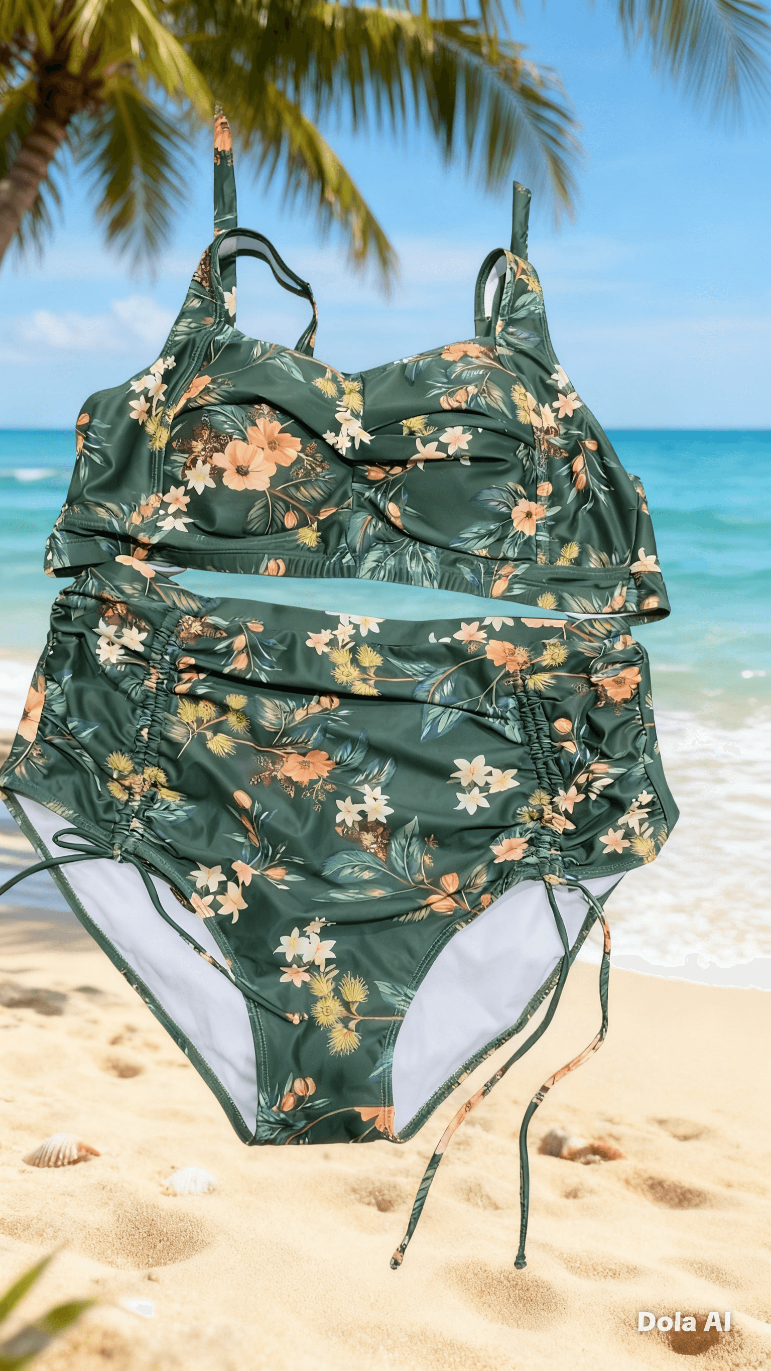 Traje de baño 2 piezas | verde floral