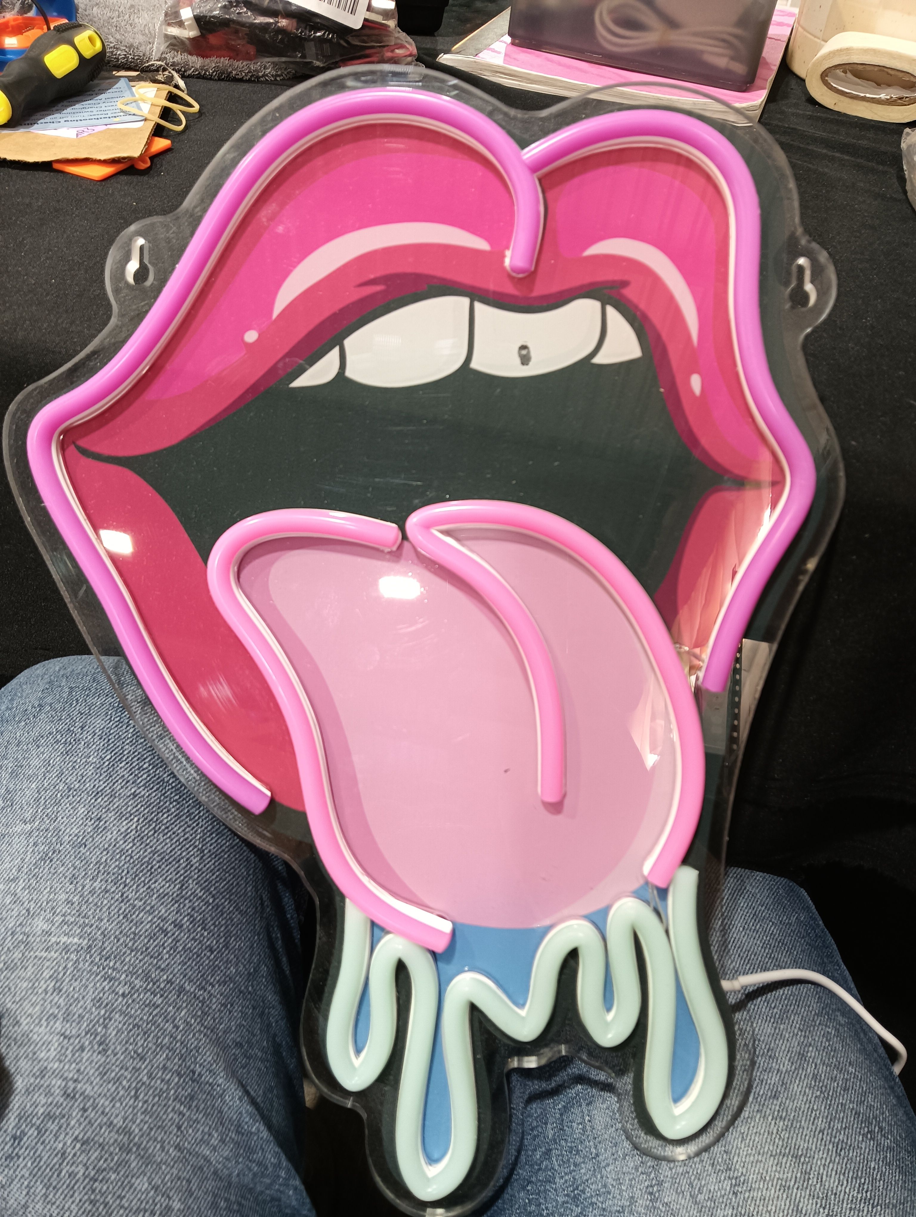 Neon Lips - Arte de pared, labios sexy 