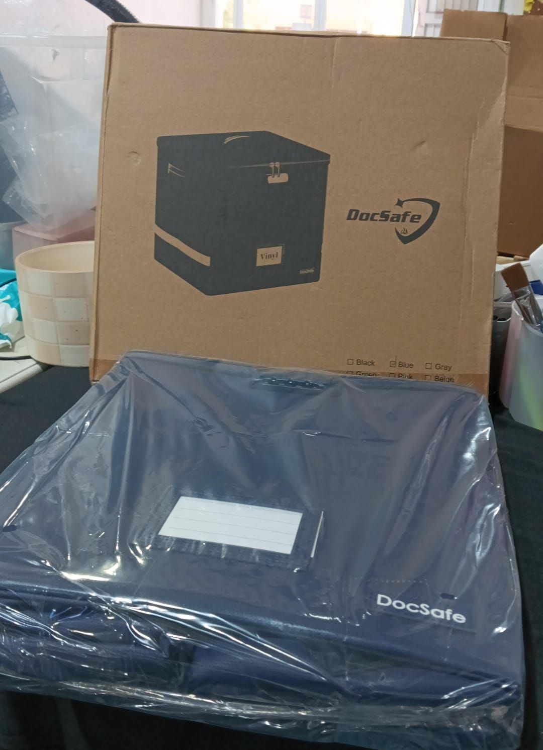 Caja de almacenamiento de discos de vinilo