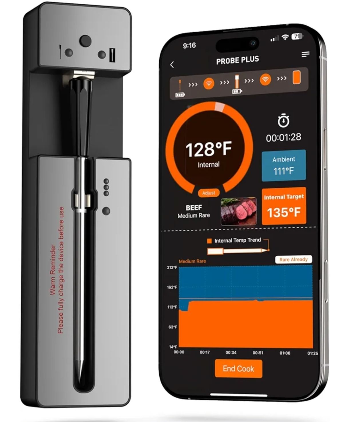 Termómetro de carne inalámbrico