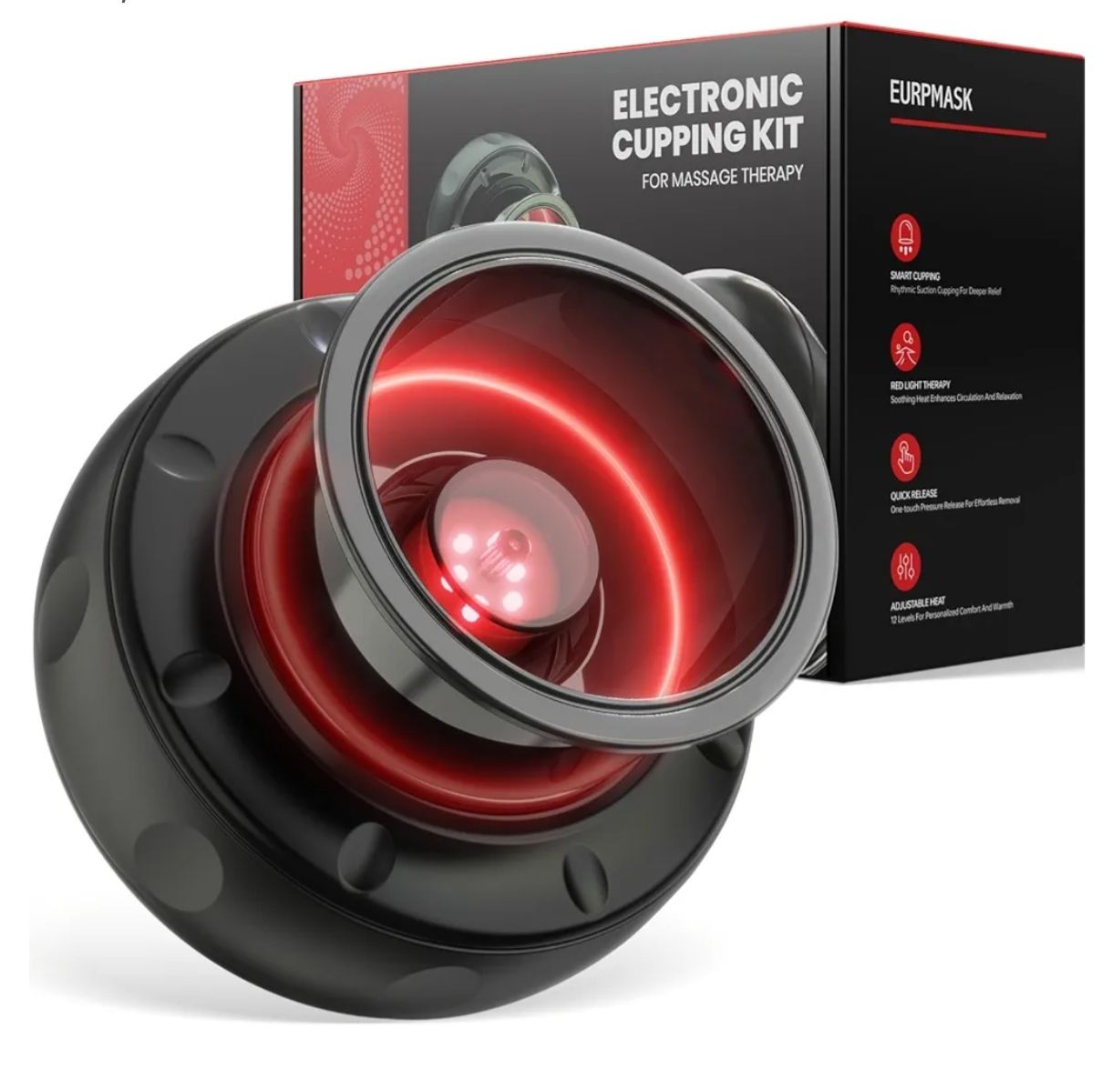 EURPMASK Kit de ventosas eléctrico 5 en 1 con luz roja - 