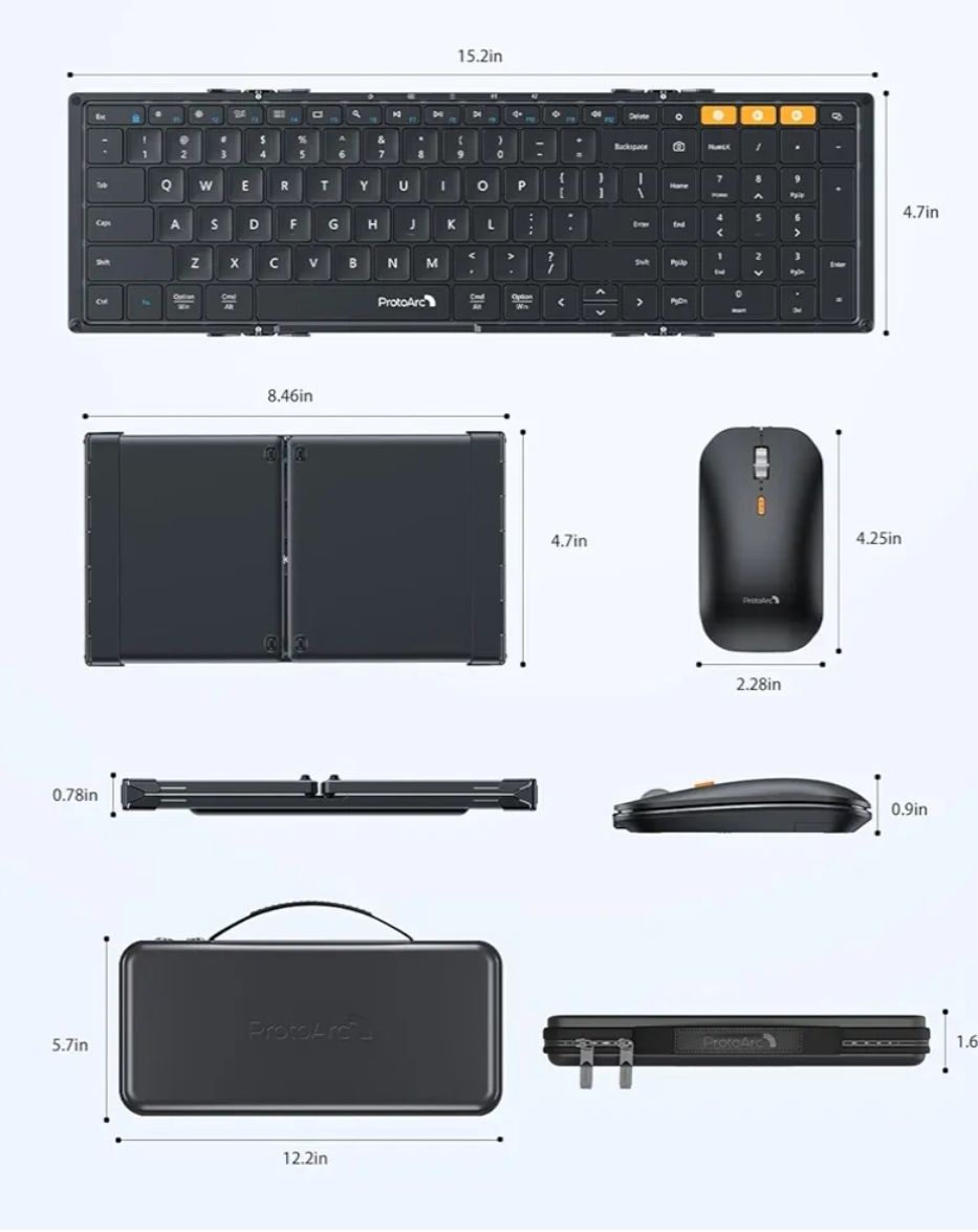 ProtoArc - Teclado y Mouse Plegables