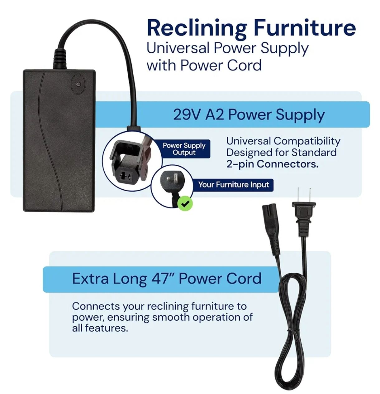 Fuente de alimentación reclinable para muebles