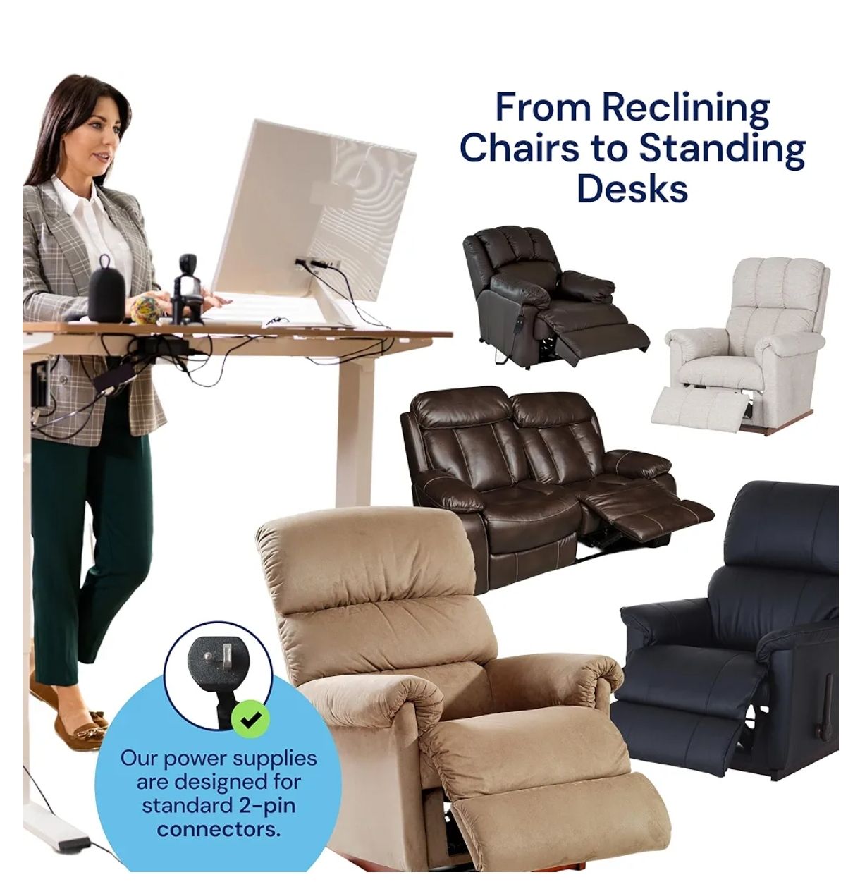 Fuente de alimentación reclinable para muebles