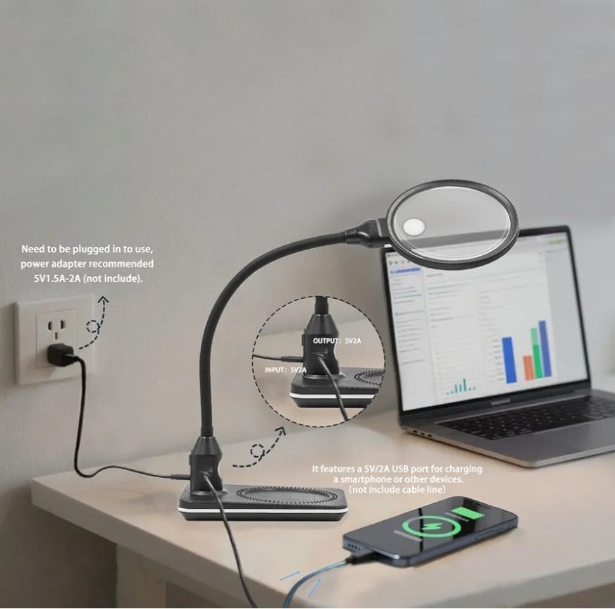 Lupa de 10 x 30 x con luz y soporte