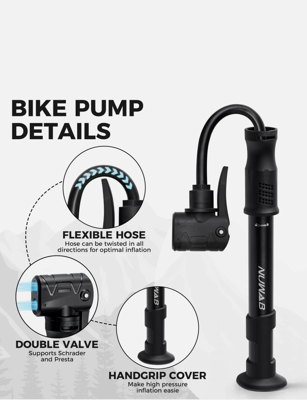 Mini bomba para bicicleta NUWAB