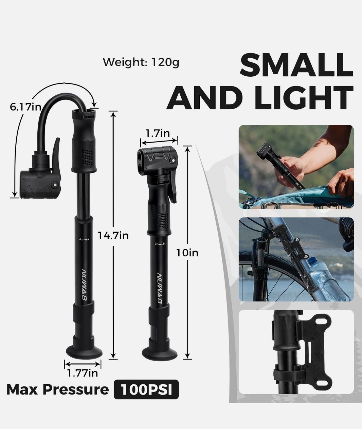 Mini bomba para bicicleta NUWAB