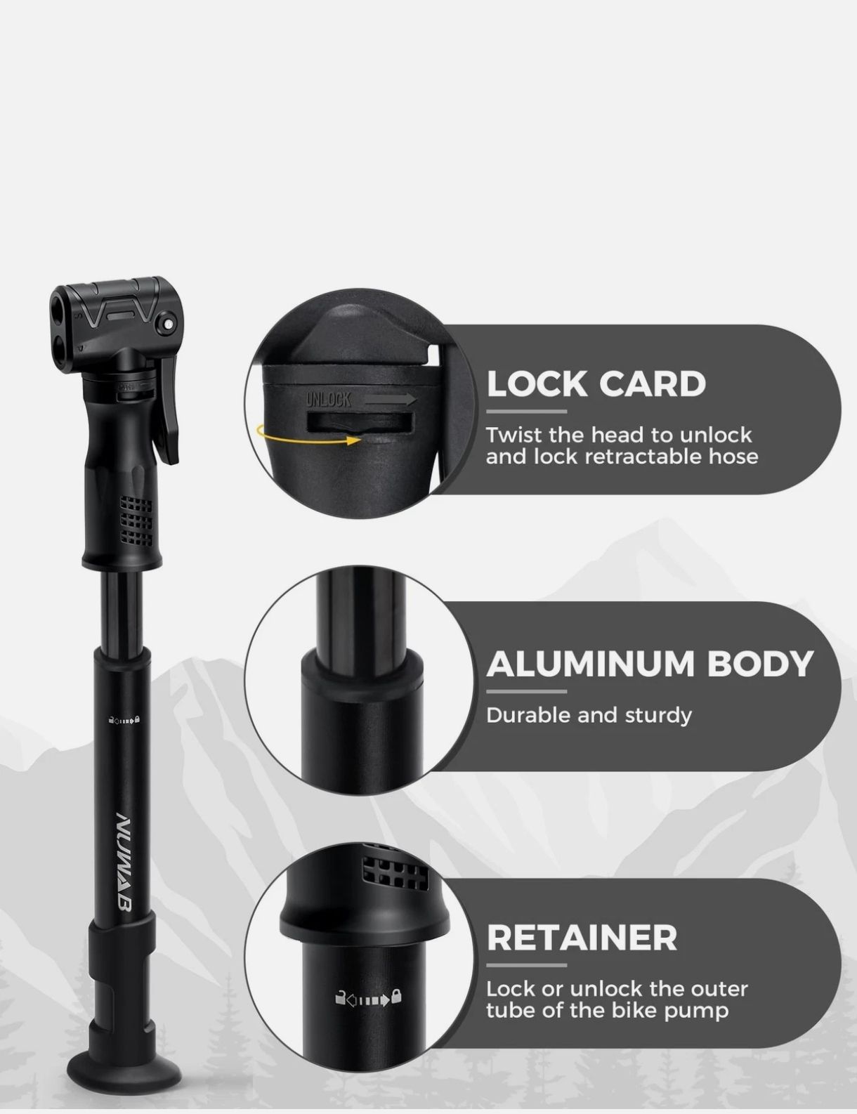 Mini bomba para bicicleta NUWAB