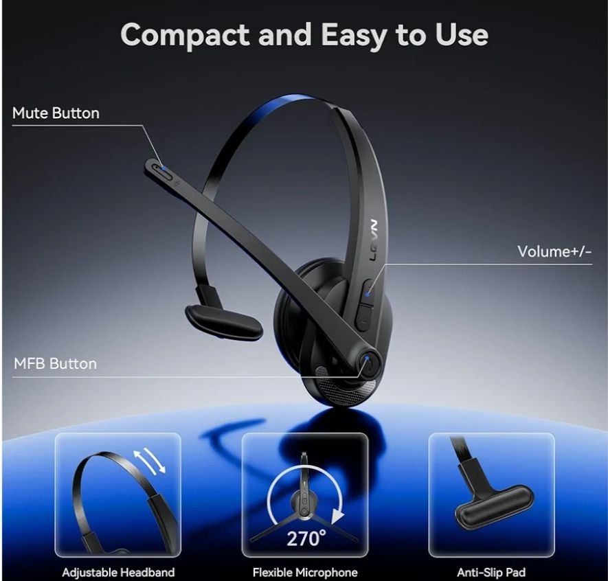 LEVN - Auriculares inalámbricos con micrófono