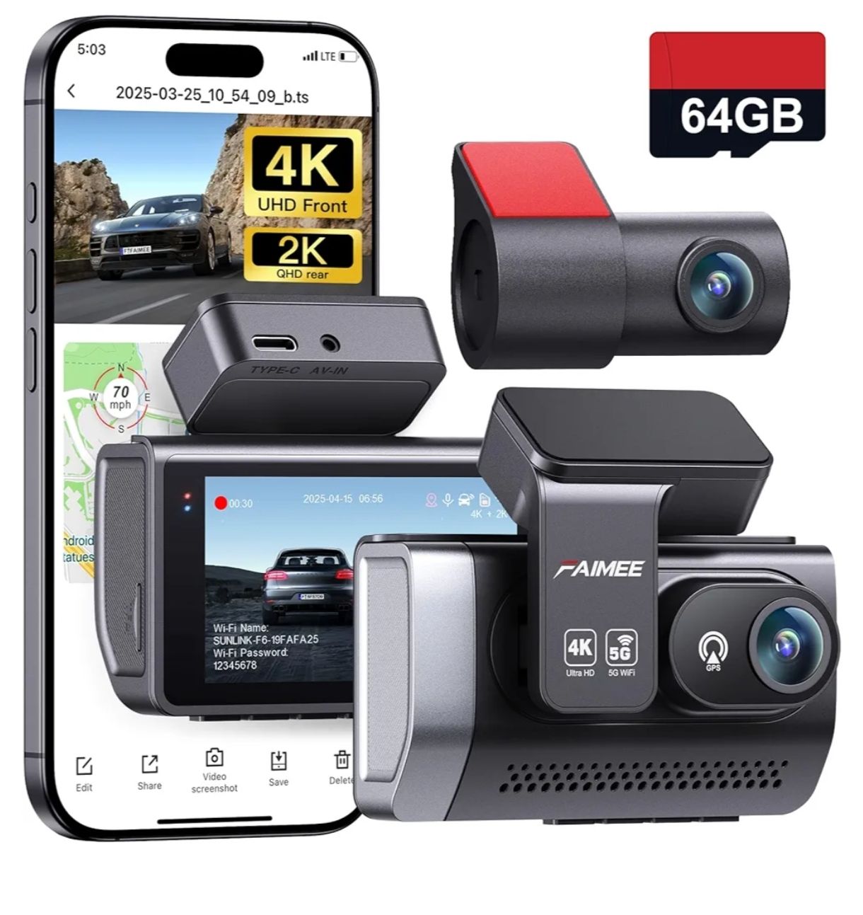 Cámara de salpicadero 4K+2K delantera y trasera