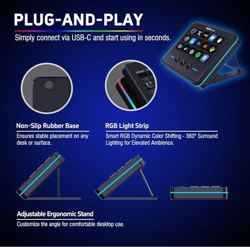 Teclado con macros, controlador de transmisión, teclado para juegos y streaming.