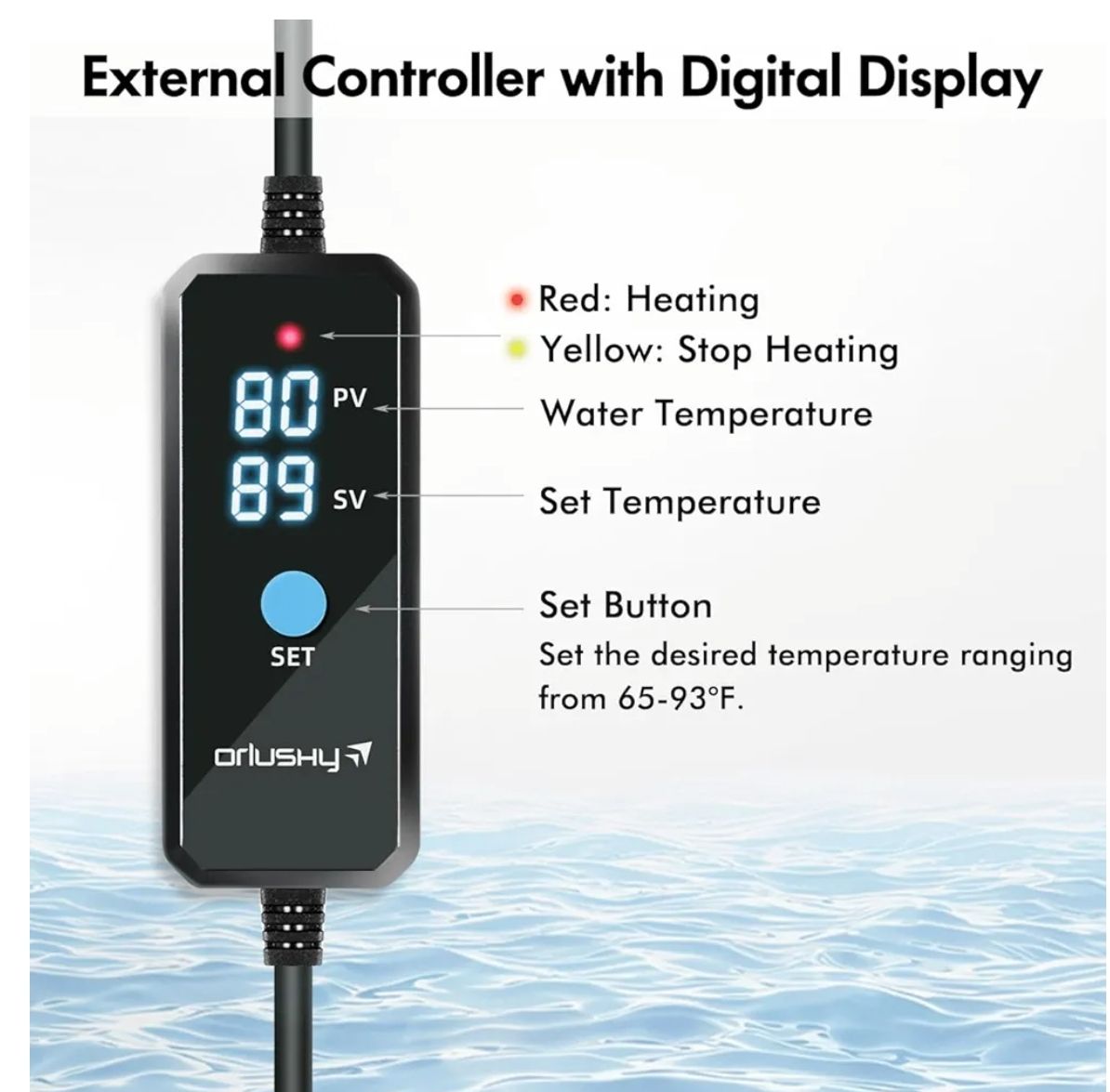 Orlushy - Calentador sumergible de acuario de 100 W