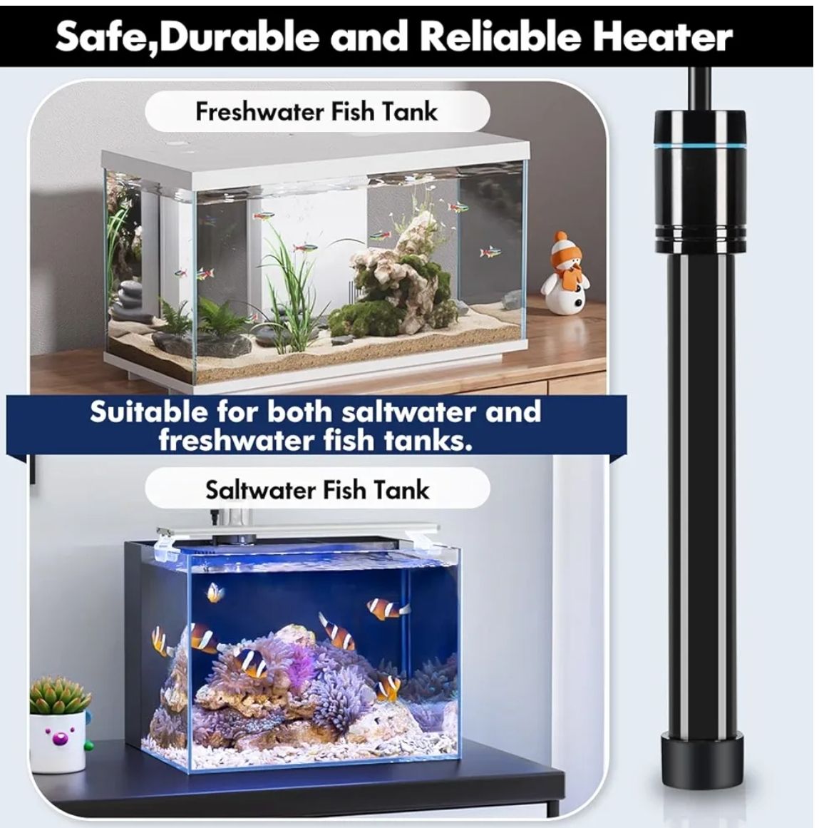 Orlushy - Calentador sumergible de acuario de 100 W