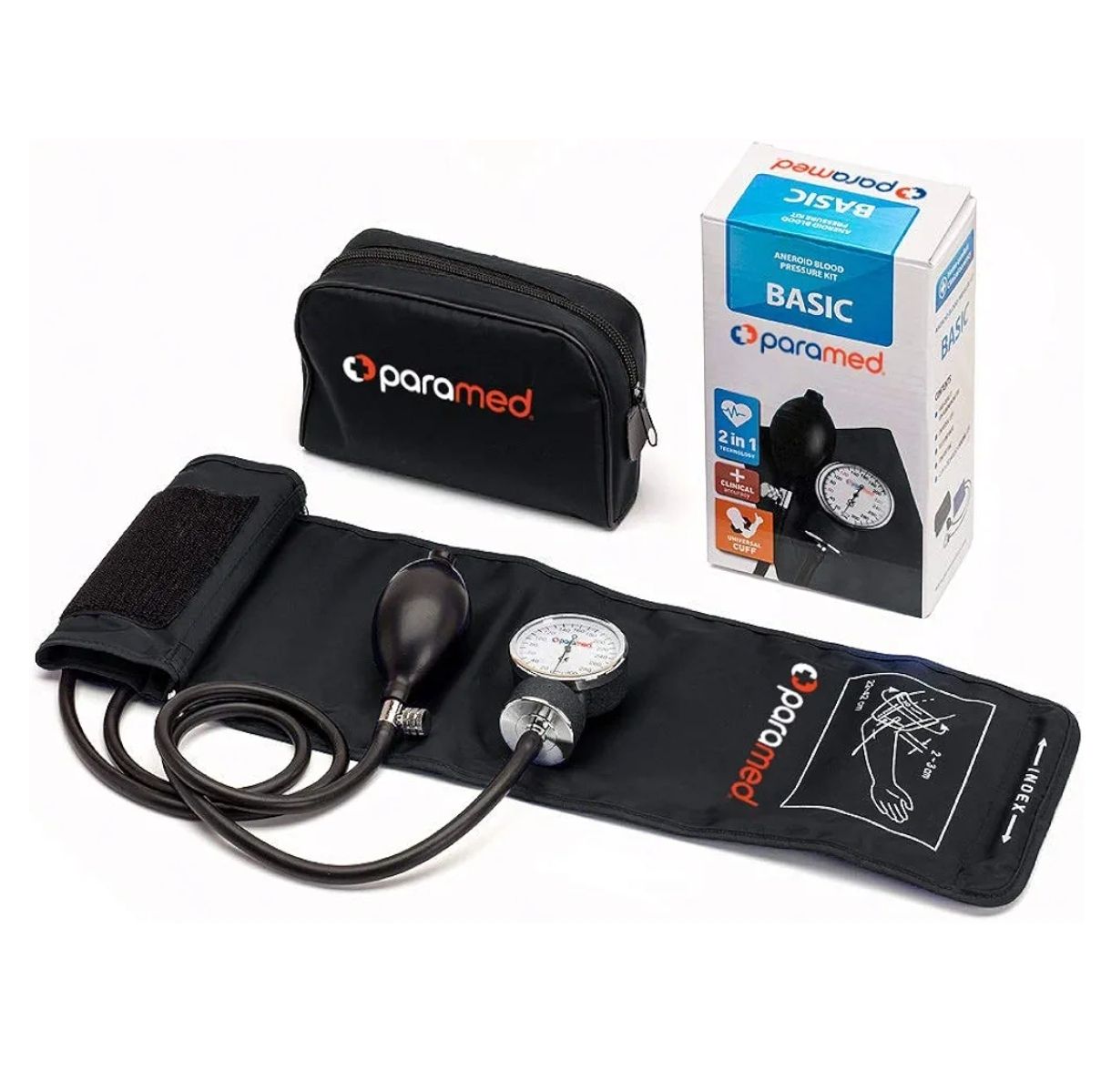 PARAMED Esfigmomanómetro aneroide - Puño manual de presión arterial 