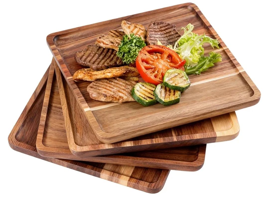 platos de madera de Acacia para cortes de carne 