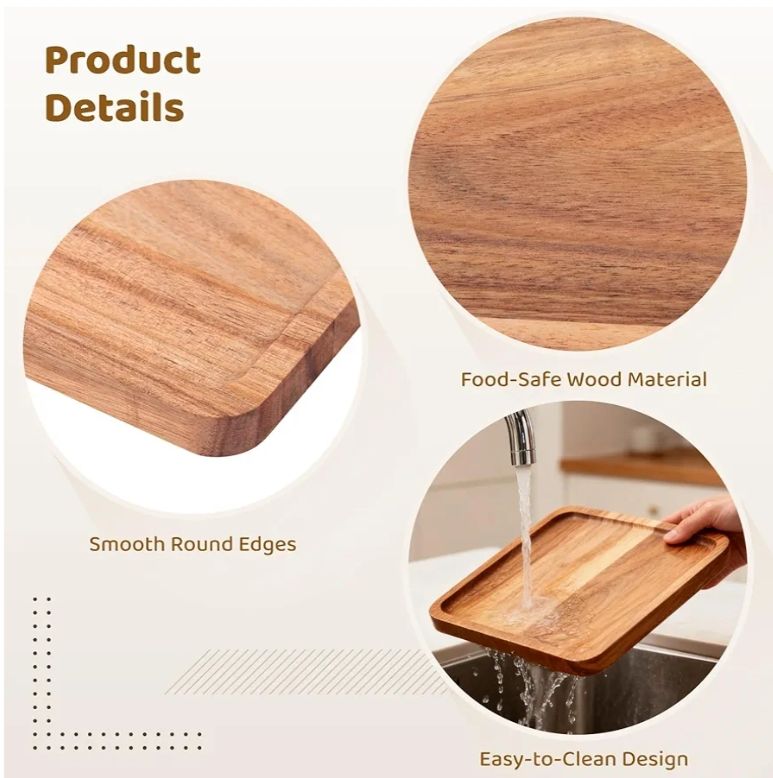 platos de madera de Acacia para cortes de carne 