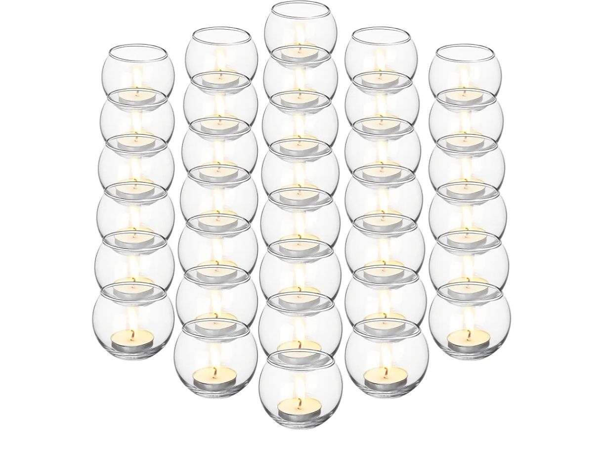 Uiifan - 36 portavelas votivos redondos a granel, 1.97 x 2.17 pulgadas