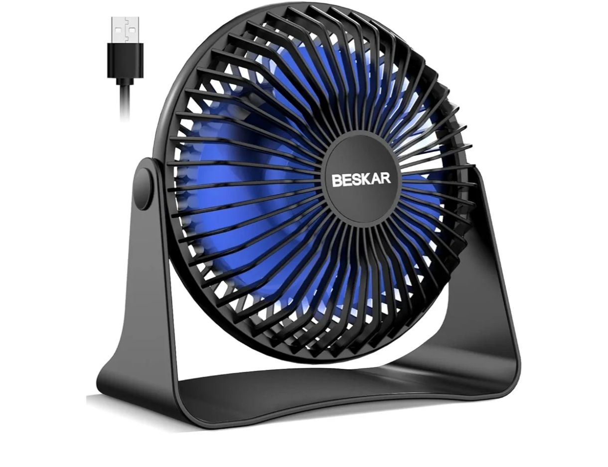 BESKAR Ventilador de escritorio pequeño USB