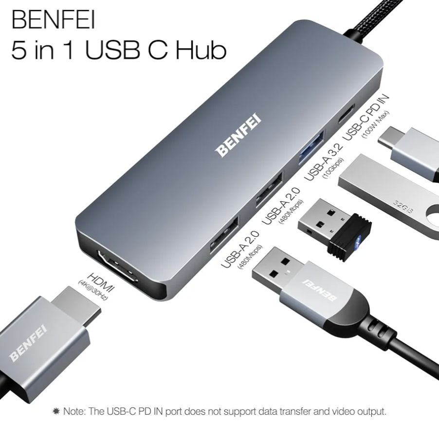 USB C 5 en 1 con HDMI