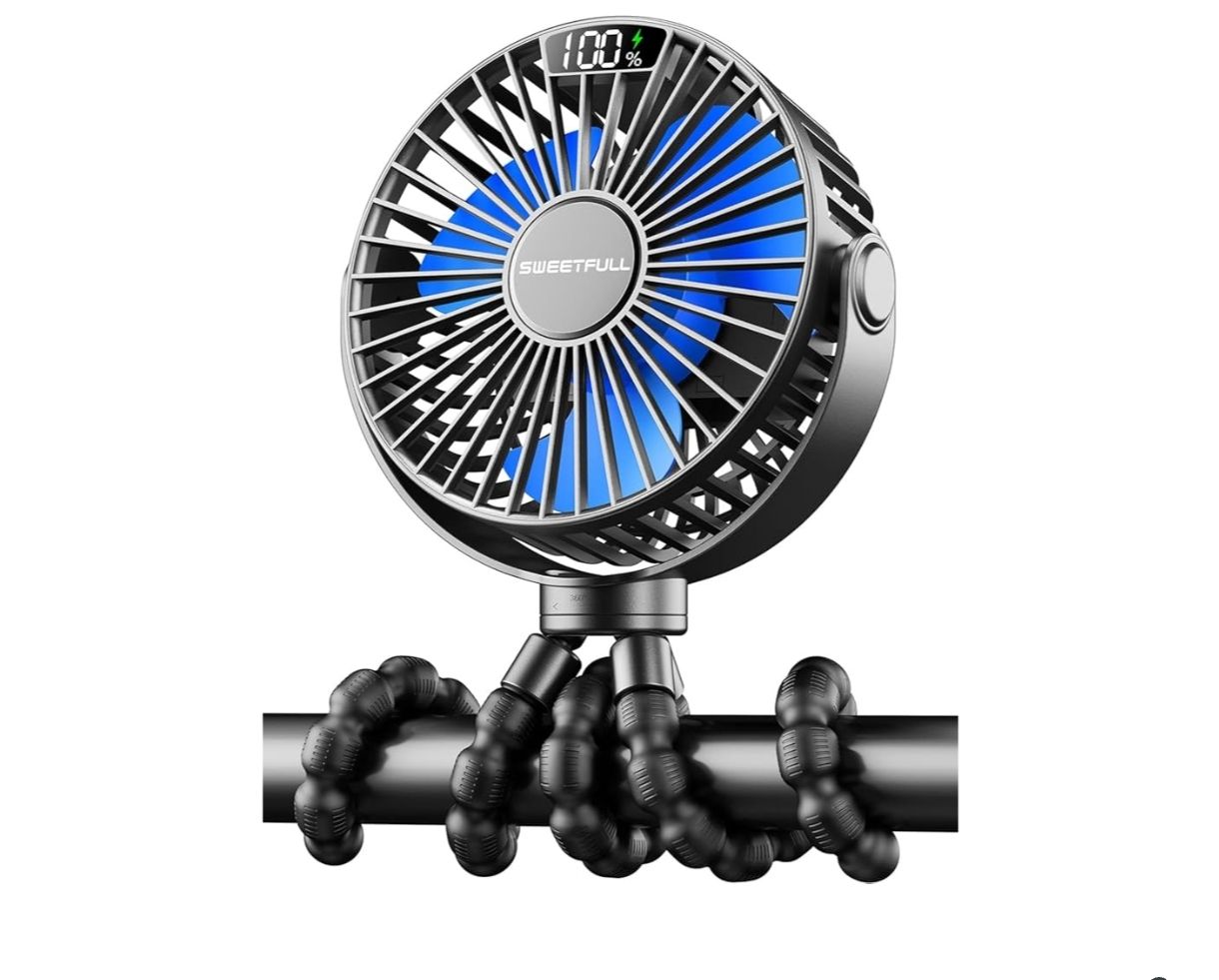 SWEETFULL Ventilador de carriola de 6000 mAh con visualización LED, 