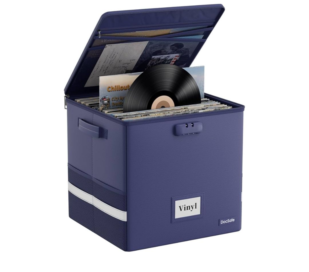 Caja de almacenamiento de discos de vinilo
