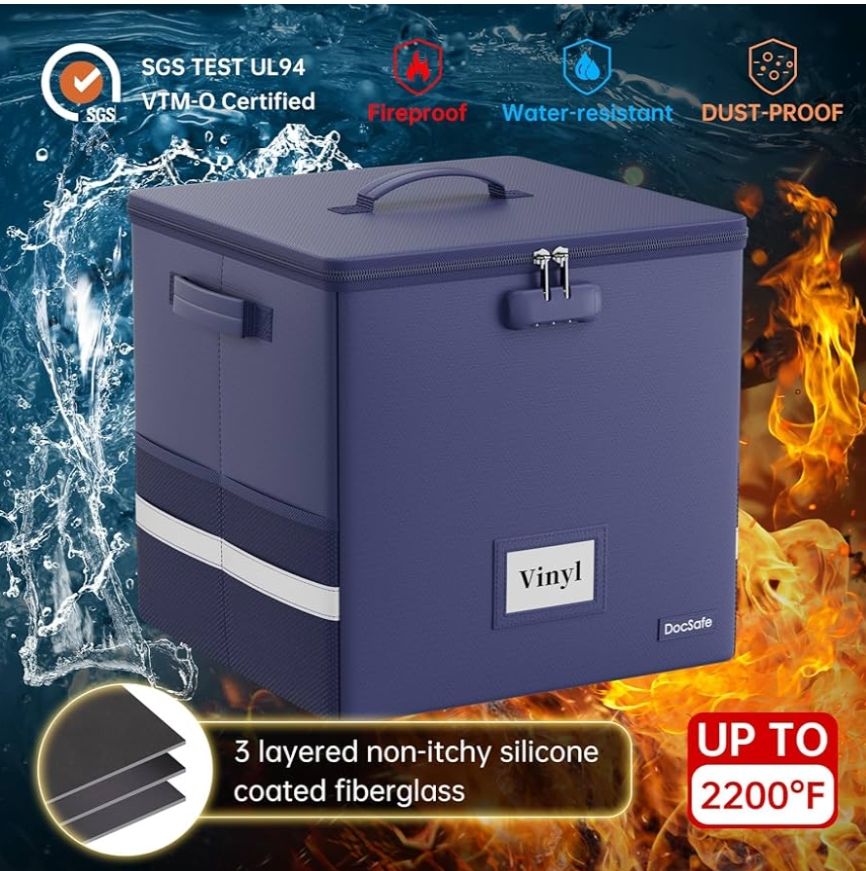 Caja de almacenamiento de discos de vinilo