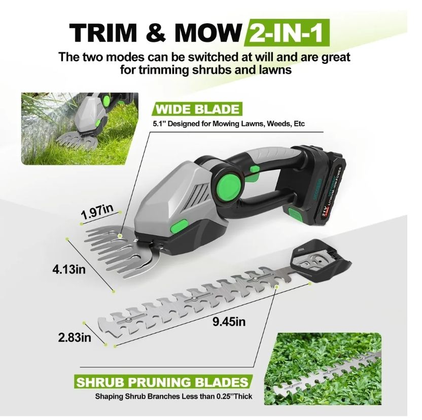 Cortasetos Inalámbrico 21 V Tijeras Eléctricas 2 En 1