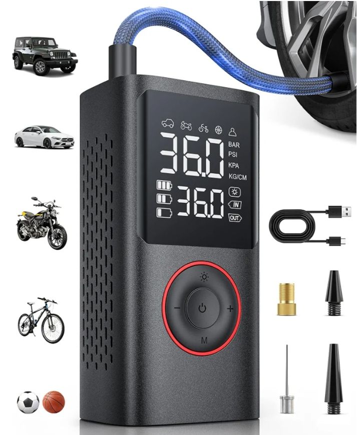 Inflador de neumáticos, compresor de aire portátil