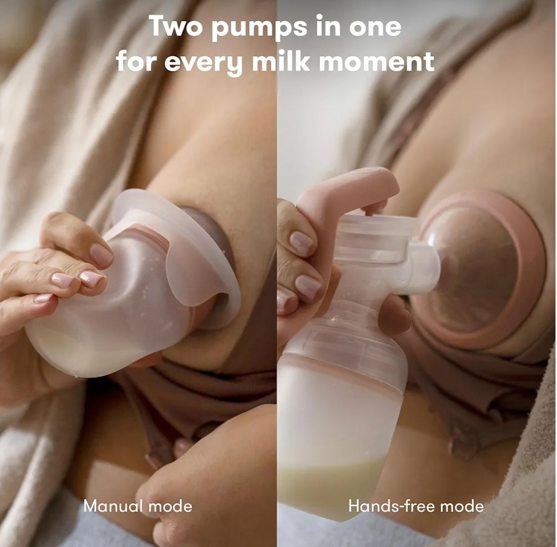 Frida Mom - Extractor de leche manual 2 en 1 con ventosa de silicona manos libres