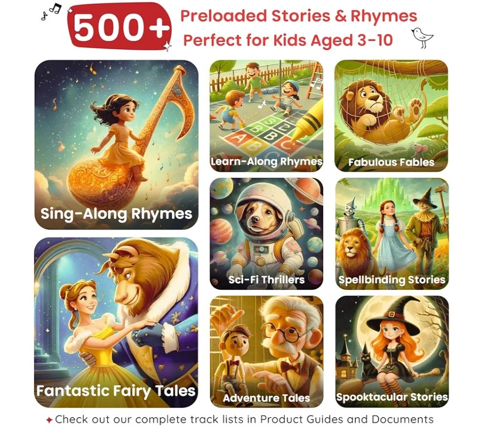 Reproductor de audio para niños, más de 500 historias y rimas