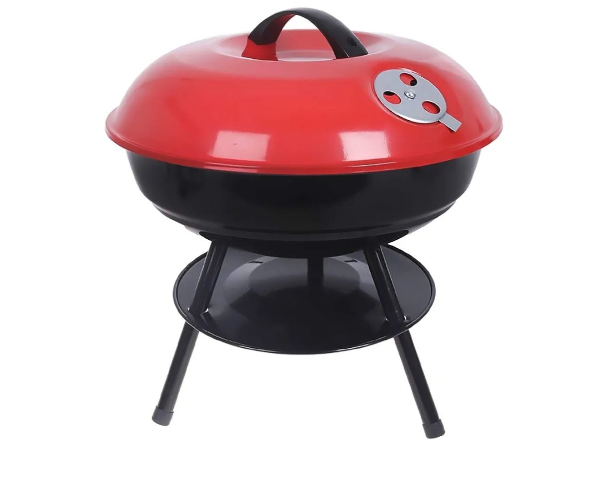 Asador al Carbón Circular Portátil Rojo