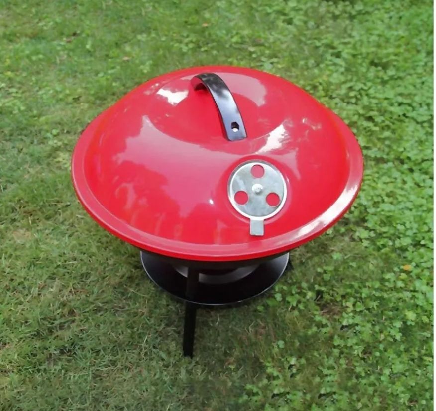 Asador al Carbón Circular Portátil Rojo