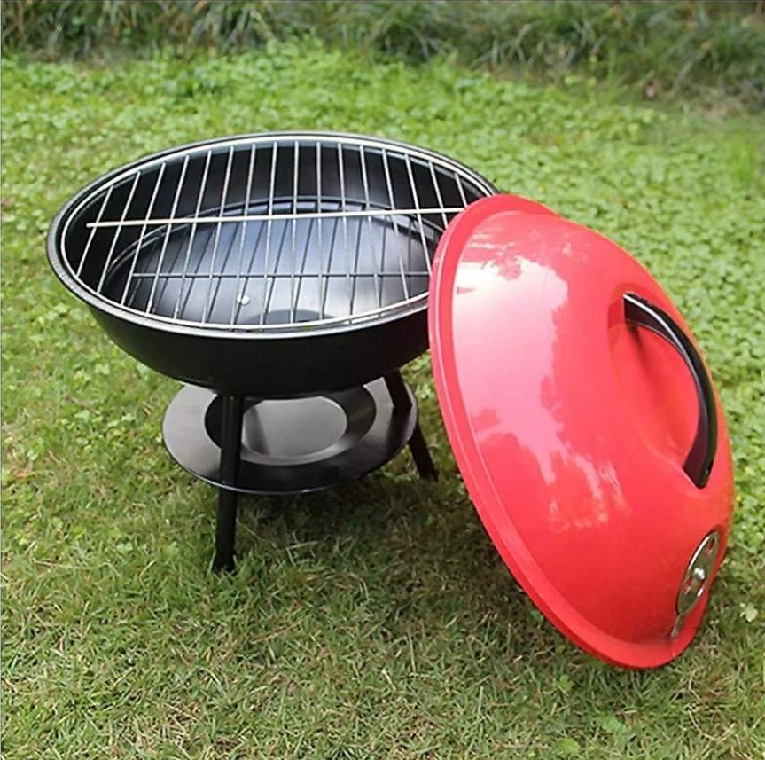 Asador al Carbón Circular Portátil Rojo