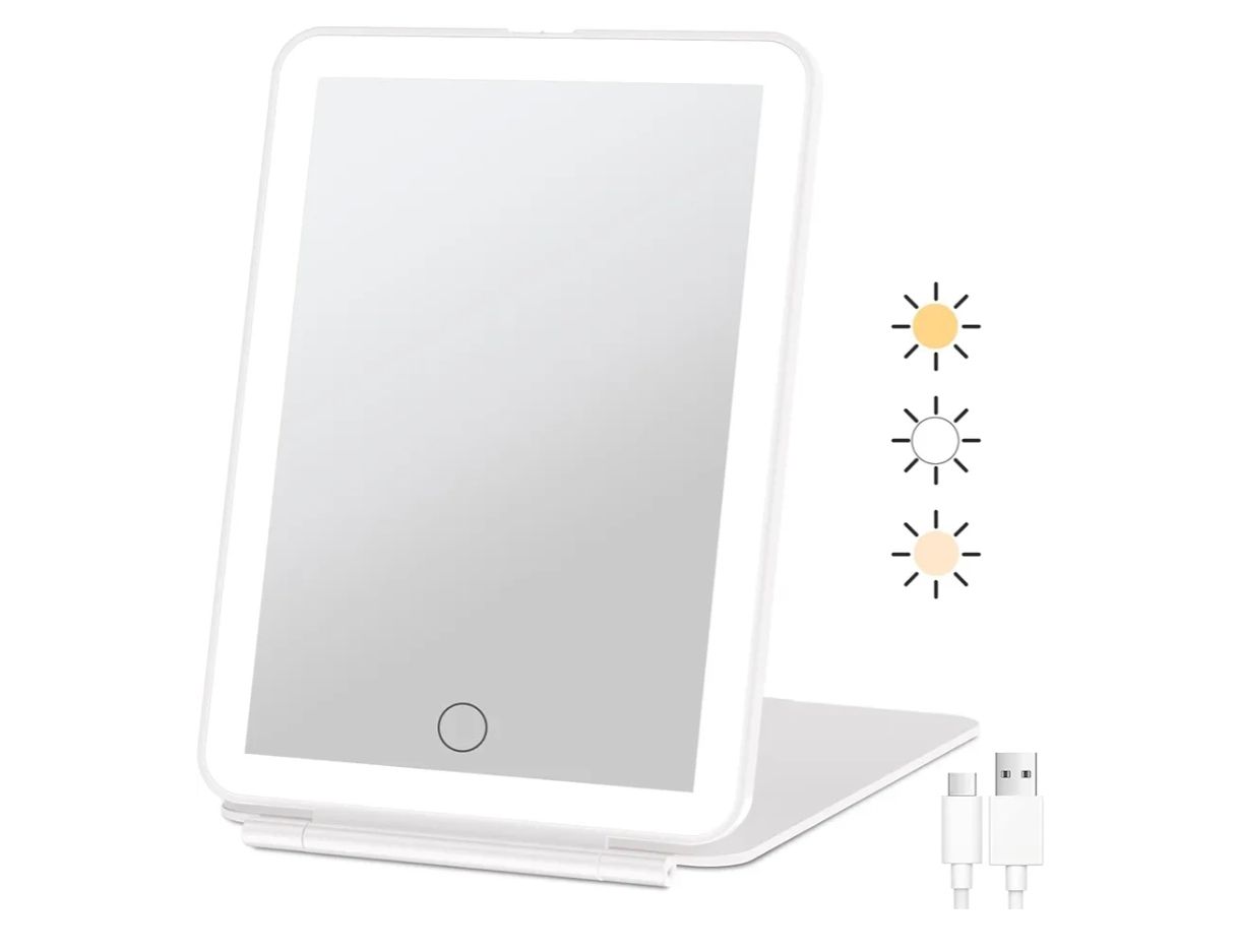 Espejo de maquillaje de viaje recargable