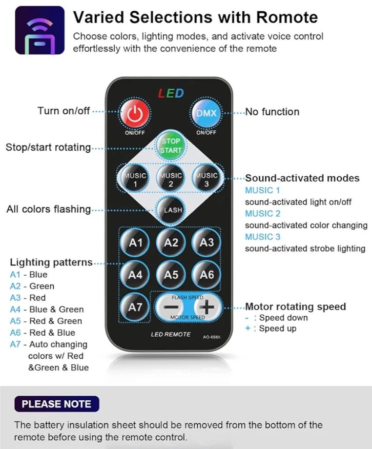 Pack de 2 luces para fiesta activadas por sonido con control remoto