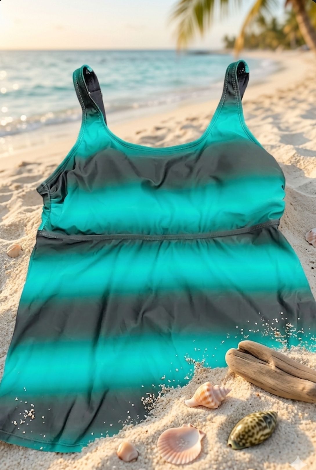 Blusón playero con copas | verde y negro