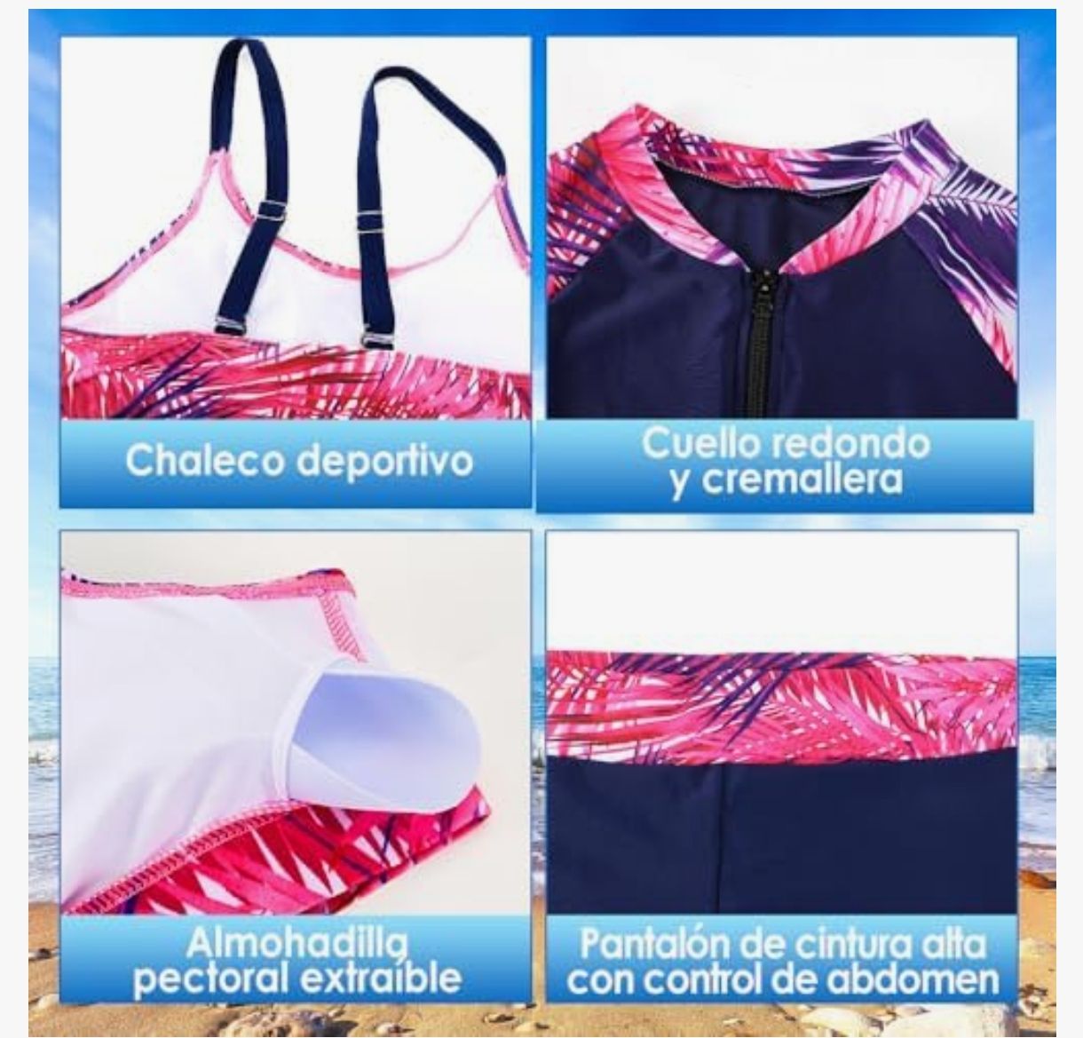 Trajes de Baño Deportivo para Mujer,3 Piezas