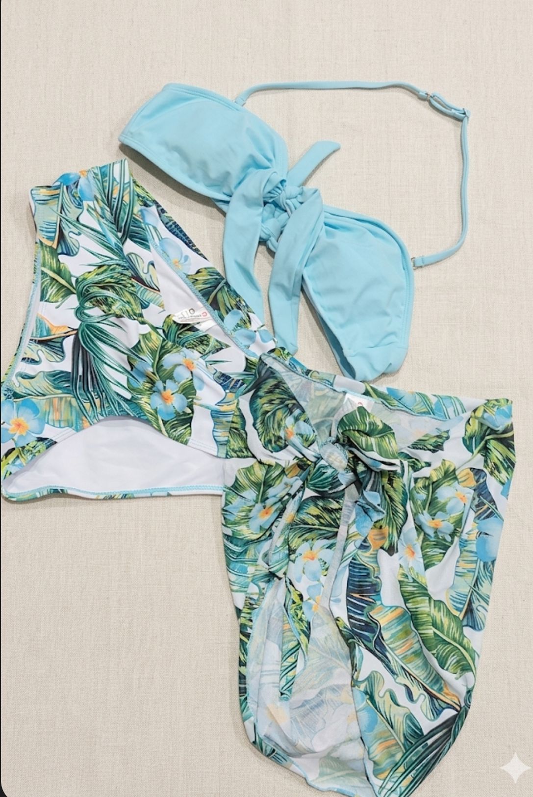 Traje de baño 3 piezas | azul floral