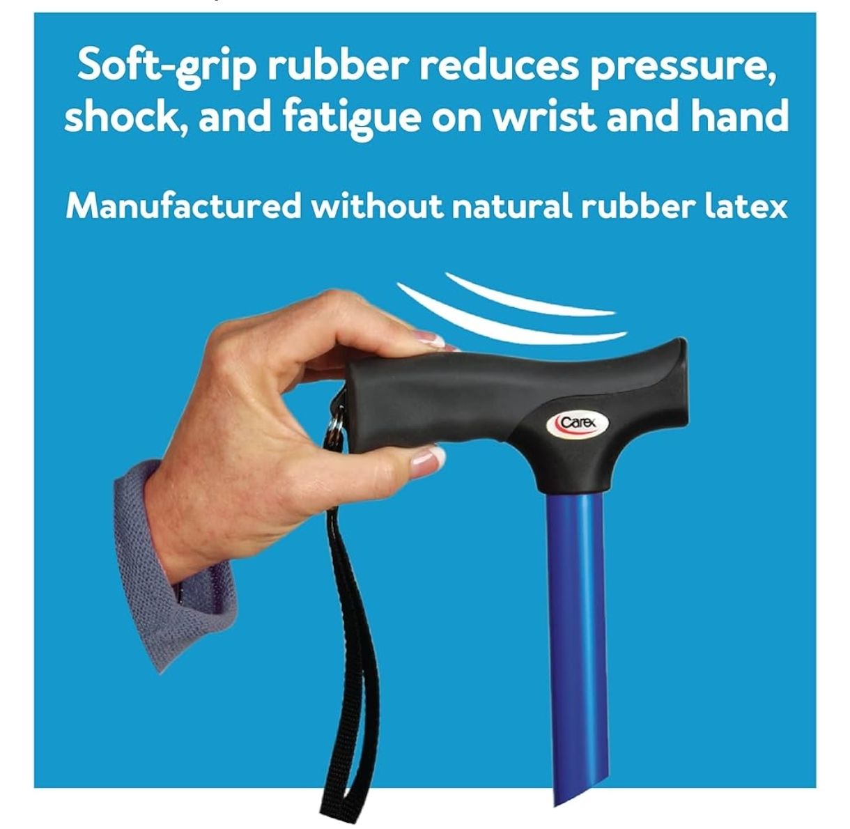 Bastón Carex con empuñadura suave, negro