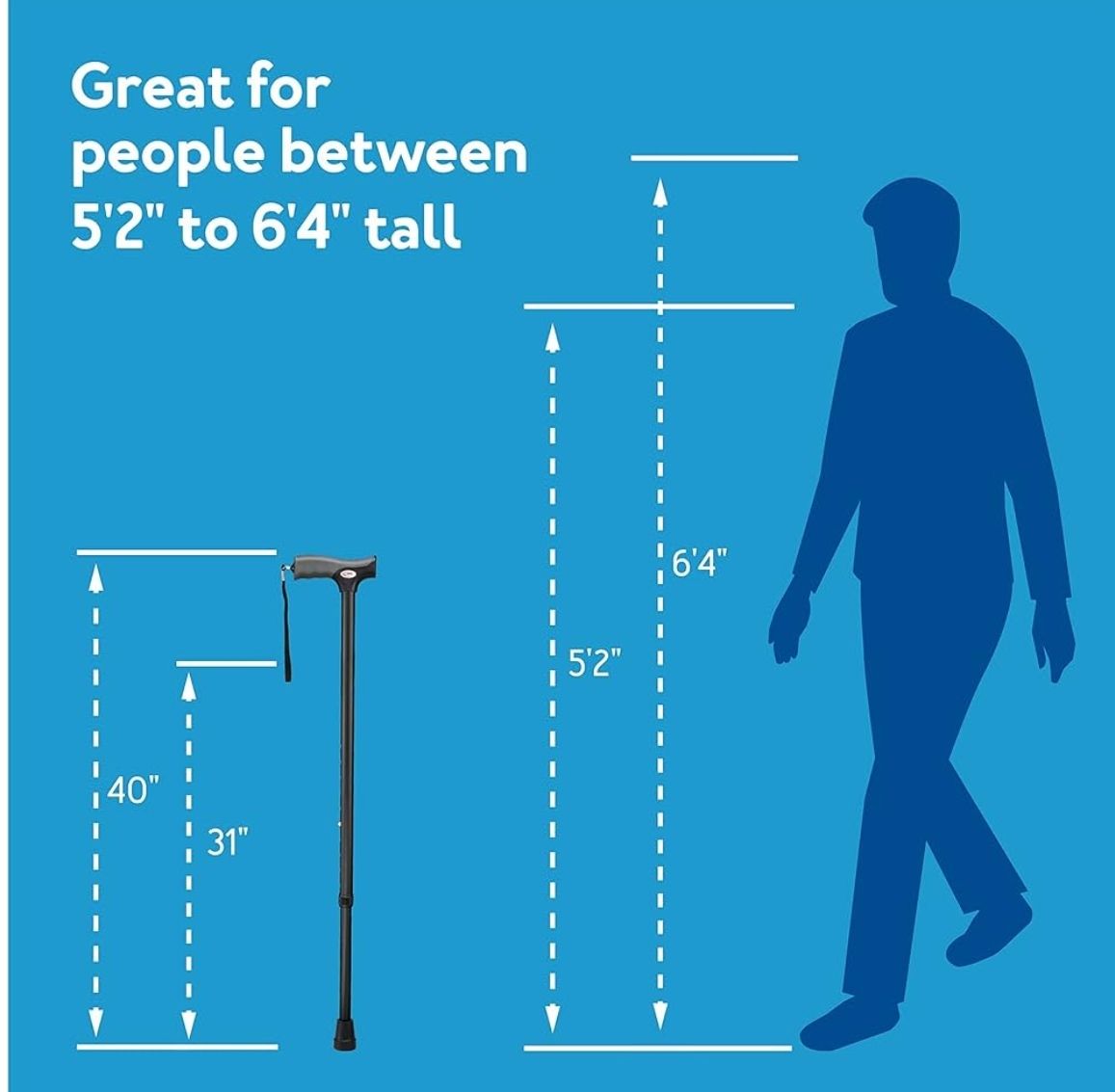 Bastón Carex con empuñadura suave, negro