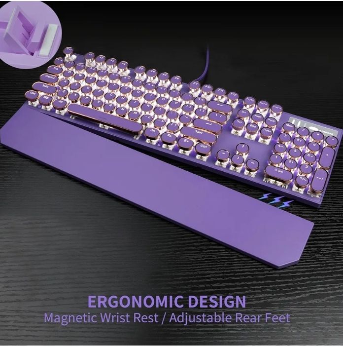  Teclado mecánico para juegos estilo máquina de escribir