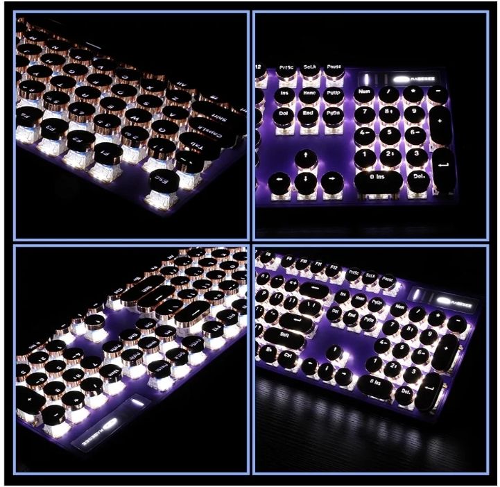  Teclado mecánico para juegos estilo máquina de escribir