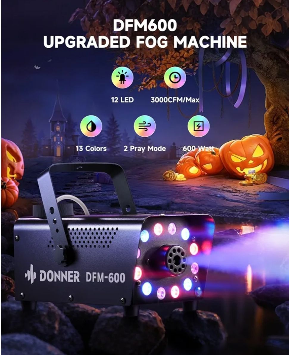 Donner - Máquina de niebla de 600 W, 3000 CFM