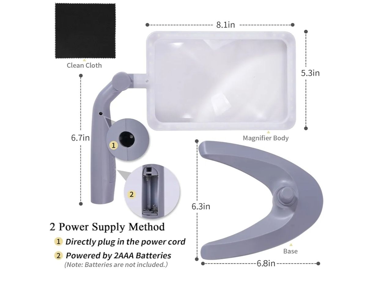 Lupa 2.5X con luz y soporte,