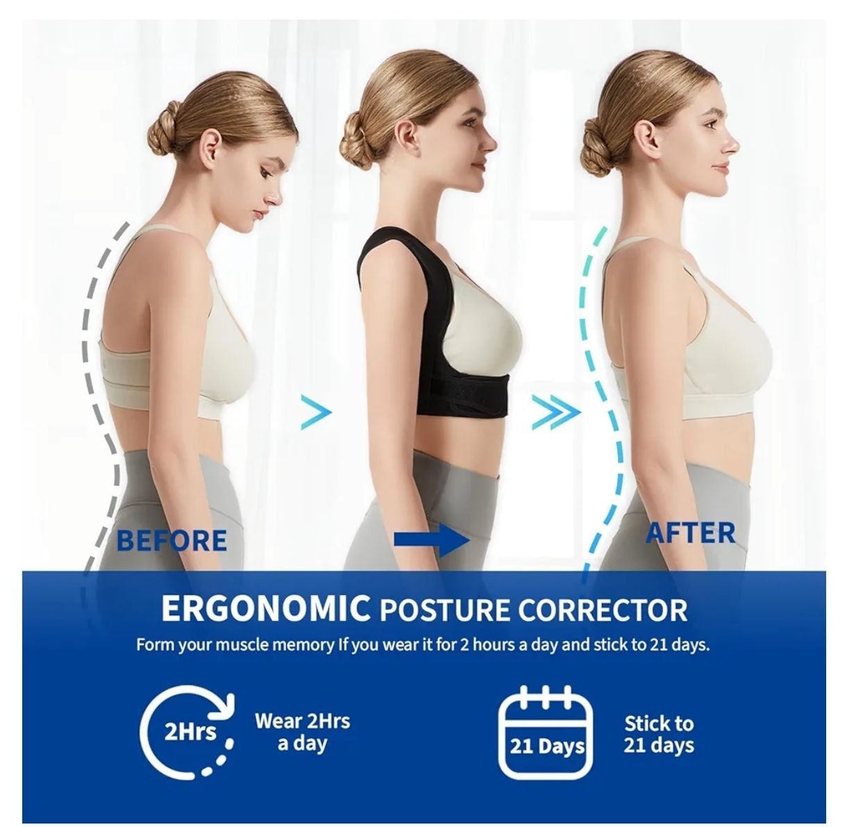 Corrector de postura para soporte de espalda
