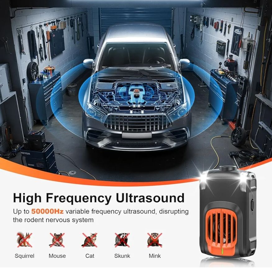 Repelente de ratas para automóvil, adaptador de alimentación