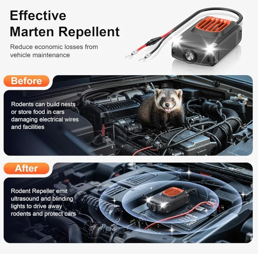 Repelente de ratas para automóvil, adaptador de alimentación