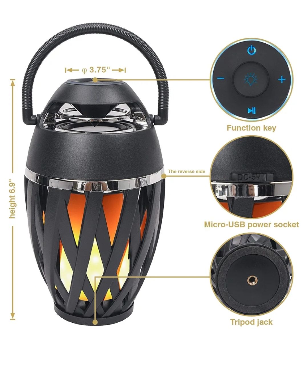 Altavoz Bluetooth Inalámbrico Interior/Exterior Tiki Torch de Journeyman
