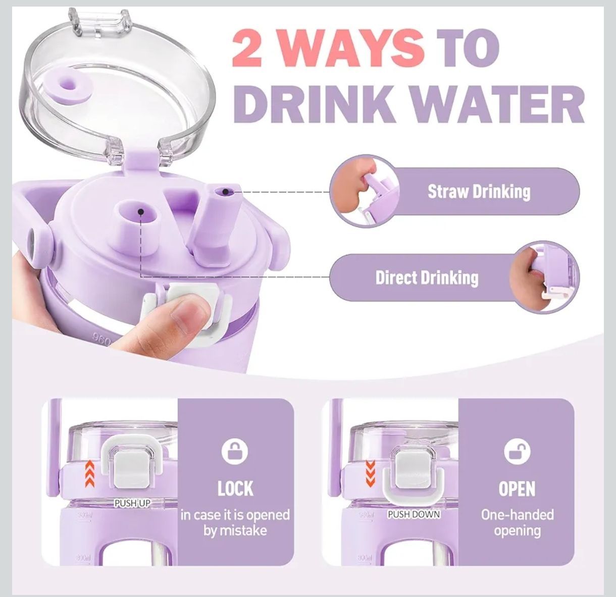 Botella de agua de vidrio de 32 onzas