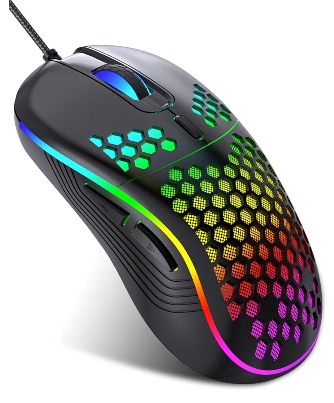 mouse para juegos con cable ergonómico
